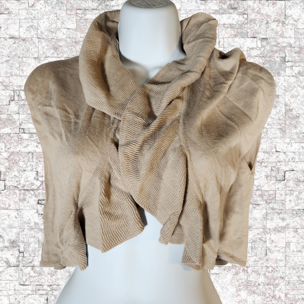 LOGO Lori Goldstein Instant Chic Beige Oatmeal Ruffle Shrug Top XS A214588